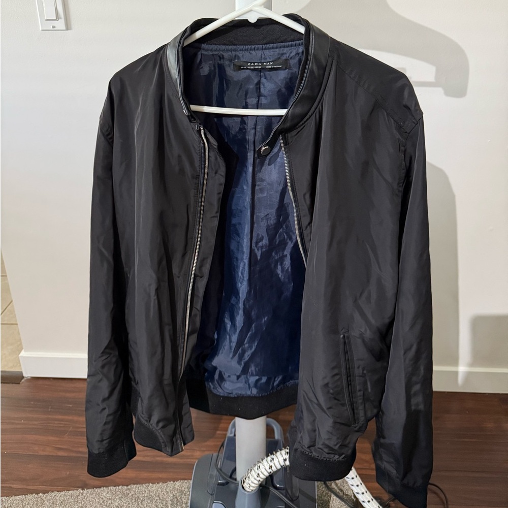 Zara Black Windbreaker Jacket Lightweight Casual